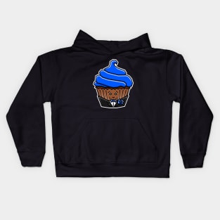 Cute 'Lil Chocolate Cupcake in a Tuxedo - Indigo Blue Icing - Dapper Cupcake Kids Hoodie